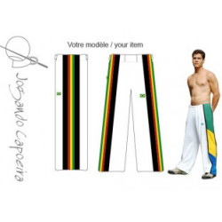 Weiße Afro-Capoeira-Hose mit roten/gelben/grünen Streifen